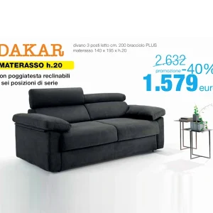 Divano Dakar Trasformabile Letto Made in Italy Materasso 20 cm in 72 Tessuti Sfoderabili | Musa Home Design